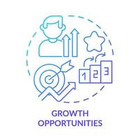 Growth opportunities blue gradient concept icon. Skill advancement abstract idea thin line illustration. Climbing career ladder. Work environment. Isolated outline drawing. vector