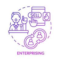 Enterprising occupation purple gradient concept icon. Competitive environment abstract idea thin line illustration. Executive duties. Isolated outline drawing. vector