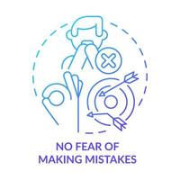 No fear of making mistakes blue gradient concept icon. Employee happiness importance abstract idea thin line illustration. Mental health condition. Isolated outline drawing. vector