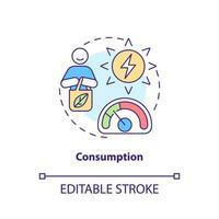 icono del concepto de consumo. implementación de economía circular idea abstracta ilustración de línea delgada. promover la eficiencia energética. dibujo de contorno aislado. trazo editable. vector