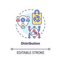 Distribution concept icon. Step to circular economy abstract idea thin line illustration. Eco-friendly items delivery. Isolated outline drawing. Editable stroke. vector