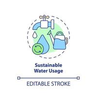 Sustainable water usage concept icon. Circular economy essential abstract idea thin line illustration. Water management. Isolated outline drawing. Editable stroke. vector