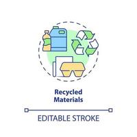 Recycled materials concept icon. Circular economy keystone abstract idea thin line illustration. Saving resources. Isolated outline drawing. Editable stroke. vector