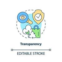 Transparency concept icon. Circular economy emergent feature abstract idea thin line illustration. Business ethics. Isolated outline drawing. Editable stroke. vector