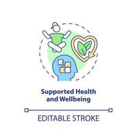 Supported health and wellbeing concept icon. Circular economy key element abstract idea thin line illustration. Isolated outline drawing. Editable stroke. vector