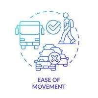 Ease of movement blue gradient concept icon. Comfortable structure. Principles of urban design and planning abstract idea thin line illustration. Isolated outline drawing. vector