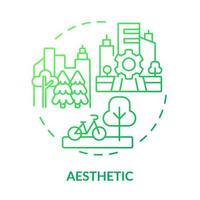 Aesthetic green gradient concept icon. Decor and comfort of citizens. Green zones. Sustainable city design abstract idea thin line illustration. Isolated outline drawing. vector