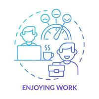 Enjoying work blue gradient concept icon. Happy employee abstract idea thin line illustration. Mindful productivity. Enhancing worker performance. Isolated outline drawing. vector