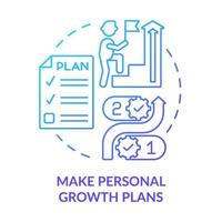 Make personal growth plans blue gradient concept icon. Employee engagement abstract idea thin line illustration. Professional skills development. Isolated outline drawing. vector