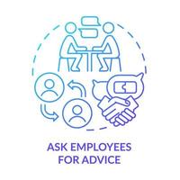 Ask employees for advice blue gradient concept icon. Employee engagement abstract idea thin line illustration. Asking colleagues for help. Isolated outline drawing. vector