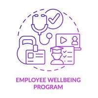 Employee wellbeing program purple gradient concept icon. Improve workers health and wellness abstract idea thin line illustration. Health screening. Isolated outline drawing. vector