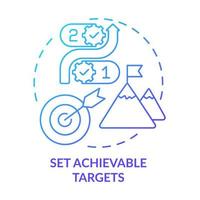 Set achievable targets blue gradient concept icon. Employee engagement abstract idea thin line illustration. Smart goal-setting strategy. Isolated outline drawing. vector