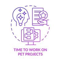 Time to work on pet projects purple gradient concept icon. Employee engagement abstract idea thin line illustration. Working on personal project. Isolated outline drawing. vector