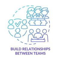 construir relaciones entre equipos icono de concepto de gradiente azul. aumentar la motivación de los trabajadores idea abstracta ilustración de línea delgada. trabajo en equipo dibujo de contorno aislado. vector