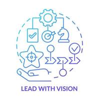 Lead with vision blue gradient concept icon. Improving employee motivation abstract idea thin line illustration. Career goals. Future aspirations. Isolated outline drawing. vector