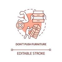 Dont push furniture terracotta concept icon. Destroying stuff in anger abstract idea thin line illustration. Isolated outline drawing. Editable stroke. vector