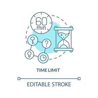 Time limit turquoise concept icon. Escape room characteristic abstract idea thin line illustration. Classic scenario. Isolated outline drawing. Editable stroke. vector