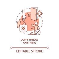 Dont throw anything terracotta concept icon. Escape room abstract idea thin line illustration. Chronic anger problems. Isolated outline drawing. Editable stroke. vector