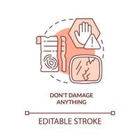 Dont damage anything terracotta concept icon. Escape room abstract idea thin line illustration. Not use physical force. Isolated outline drawing. Editable stroke. vector