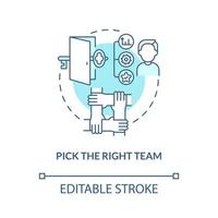 Pick right team turquoise concept icon. Escape room strategy abstract idea thin line illustration. Team bonding activity. Isolated outline drawing. Editable stroke. vector