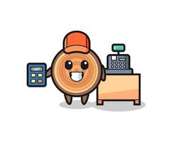 Illustration of wood grain character as a cashier vector