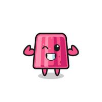 the muscular jelly character is posing showing his muscles vector