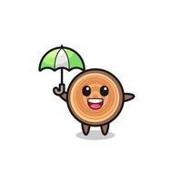 cute wood grain illustration holding an umbrella vector