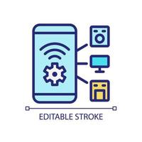 Smart appliances control pixel perfect RGB color icon. Mobile access to remote device regulation. Isolated vector illustration. Simple filled line drawing. Editable stroke. Arial font used