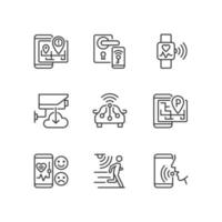 conjunto de iconos lineales perfectos de píxeles de Internet de las cosas. tecnología inalámbrica. aparato iot. tecnología innovadora símbolos de línea fina personalizables. ilustraciones aisladas de contorno vectorial. trazo editable vector