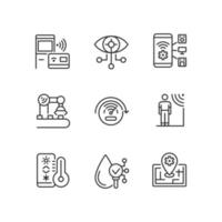 Innovative technology pixel perfect linear icons set. Wireless access. Internet of Things. Innovative tech. Customizable thin line symbols. Isolated vector outline illustrations. Editable stroke