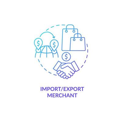 Import and export merchant blue gradient concept icon. Buy, pack and resell. Types of business abstract idea thin line illustration. Isolated outline drawing.