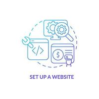 Set up website blue gradient concept icon. Online site for sales. How to start export business abstract idea thin line illustration. Isolated outline drawing. vector