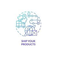 Ship your products blue gradient concept icon. International delivery. How to start export business abstract idea thin line illustration. Isolated outline drawing. vector