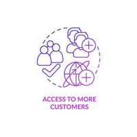 Access to more customers purple gradient concept icon. International market. Export business advantages abstract idea thin line illustration. Isolated outline drawing. vector