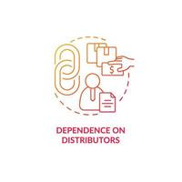 Dependence on distributors red gradient concept icon. Selling abroad problem. Export business struggles abstract idea thin line illustration. Isolated outline drawing. vector