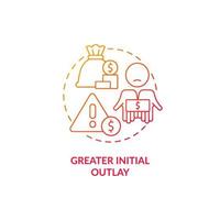 Greater initial outlay red gradient concept icon. Higher expenses. Export business struggles abstract idea thin line illustration. Isolated outline drawing. vector