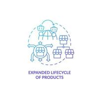 Expanded lifecycle of products blue gradient concept icon. Export and import business advantages abstract idea thin line illustration. Isolated outline drawing. vector