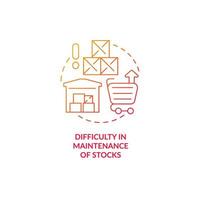 Difficulty in maintenance of stocks red gradient concept icon. Export and import business struggles abstract idea thin line illustration. Isolated outline drawing. vector