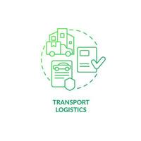 Transport logistics green gradient concept icon. Shipping and delivery. Export business tips abstract idea thin line illustration. Isolated outline drawing. vector