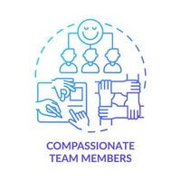 Compassionate team members blue gradient concept icon. Emotional connections with coworkers abstract idea thin line illustration. Show empathy. Isolated outline drawing. vector
