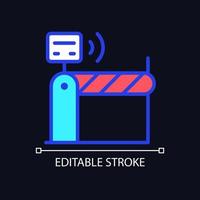 Toll and ticketing pixel perfect RGB color icon for dark theme. Remote access to entrance. Internet of Things. Simple filled line drawing on night mode background. Editable stroke. vector