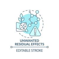 Unwanted residual effects turquoise concept icon. Gmo disadvantages abstract idea thin line illustration. Isolated outline drawing. Editable stroke. vector