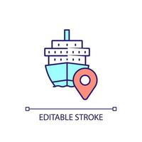 Freight transport RGB color icon. Ocean and maritime transportation. Sea vessel. Cargo shipment. Isolated vector illustration. Simple filled line drawing. Editable stroke.