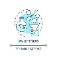 Sweeteners turquoise concept icon. Sugar substitute. Glucose. Food additives abstract idea thin line illustration. Isolated outline drawing. Editable stroke. vector