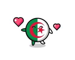 algeria flag character cartoon with kissing gesture vector