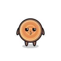 the bored expression of cute wood grain characters vector