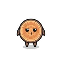 the bored expression of cute wood grain characters vector