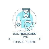 Less processing time turquoise concept icon. Reduce process time. Advantages of UHT abstract idea thin line illustration. Isolated outline drawing. Editable stroke. vector