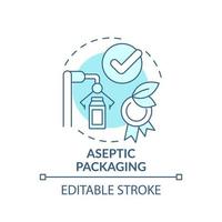 Aseptic packaging turquoise concept icon. Bacterium free product. Advantages of UHT abstract idea thin line illustration. Isolated outline drawing. Editable stroke. vector