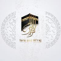 Al-Isra wal Mi'raj Prophet Muhammad calligraphy greeting background template vector